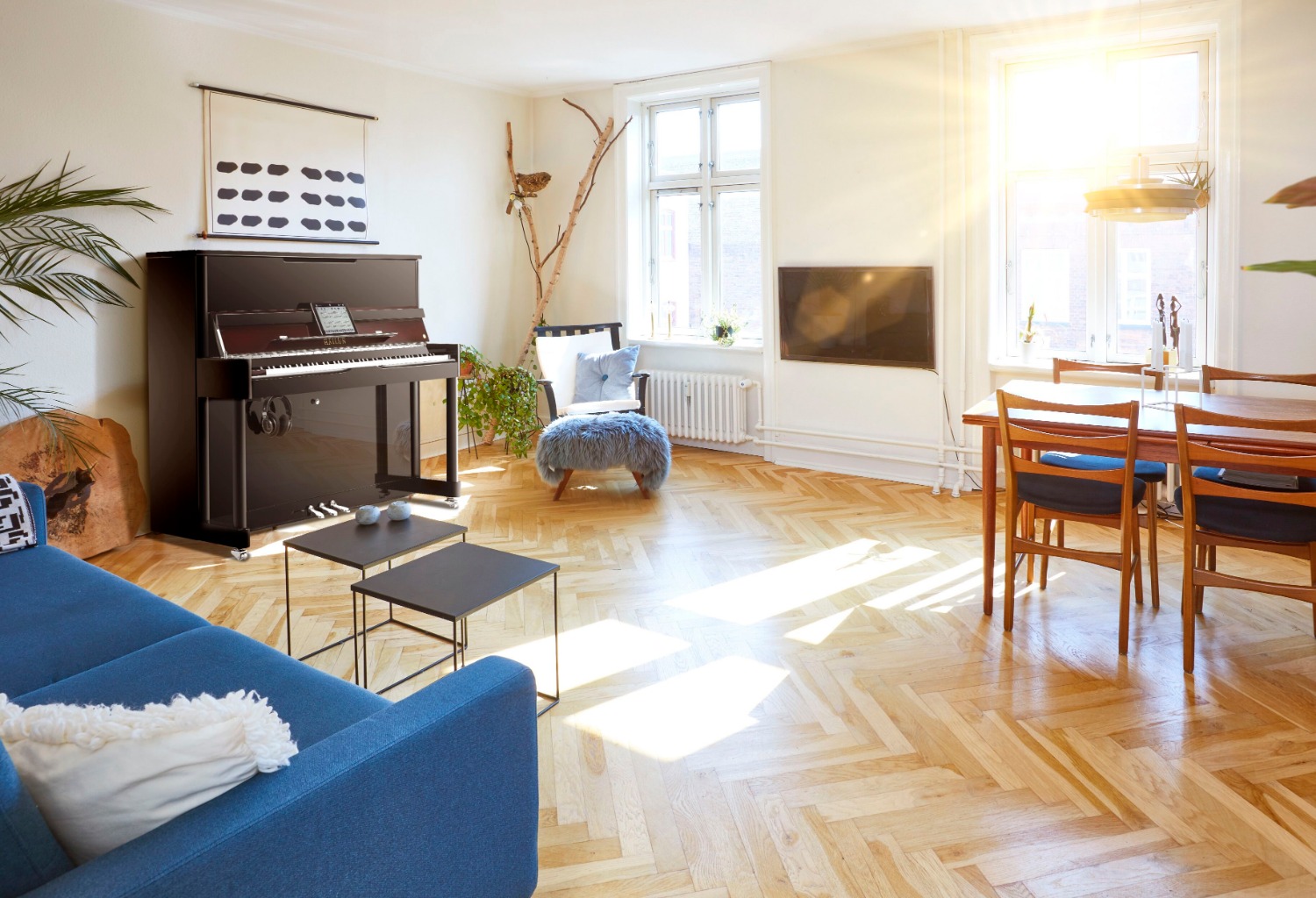 Schneider I Piano in a bright living room